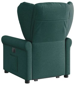 Poltrona reclinável elevatória tecido verde-escuro