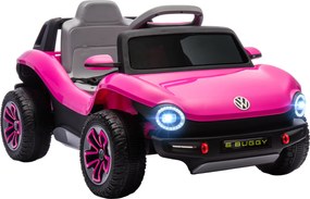 AIYAPLAY Carro Elétrico para Crianças Volkswagen E-Buggy Bateria 12V com Controlo Remoto 2,4 G Faróis LED Música USB 98x56,5x47 cm Rosa | Aosom Portugal