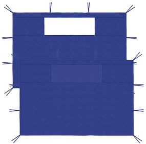 vidaXL Paredes laterais para gazebo com janelas 2 pcs azul