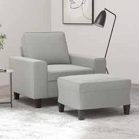 vidaXL Poltrona c/ apoio de pés 60 cm tecido de microfibra cinza-claro