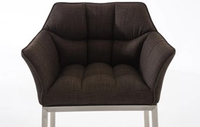 Banco de bar Damaso em tecido com estrutura prateada 64 x 110 x 48 cm Castanho