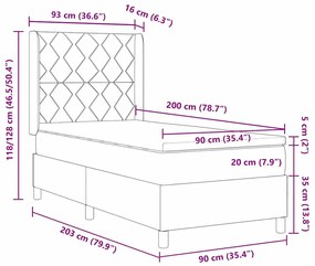 Cama Box com Colchão Cinza Claro 90x200 cm - Tecido