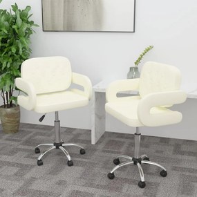 vidaXL Cadeiras de jantar giratórias 2 pcs couro artificial cor creme