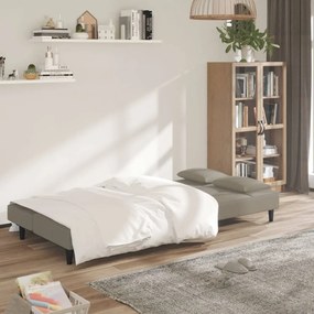 Sofá-cama 2 lugares com duas almofadas veludo cinzento-claro