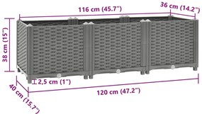 Canteiro elevado 120x40x38 cm polipropileno