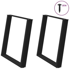 Pés de mesa de jantar em forma de U, 2 peças, preto, 80x (72-73) cm, a
