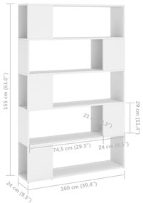 Estante/divisória 100x24x155 cm contraplacado branco