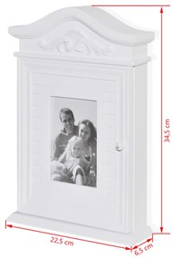 Armário de chaves com moldura para fotografias branco