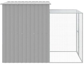 Galinheiro com anexo 165x251x181 cm aço galvanizado cinza-claro