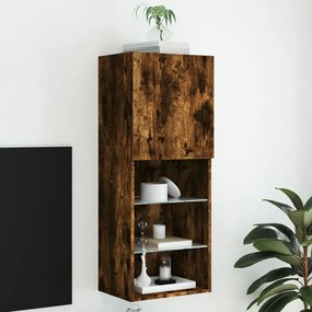 vidaXL Móvel de TV com luzes LED 40,5x30x102 cm carvalho fumado