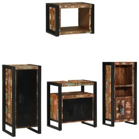 vidaXL Conjunto de Móveis para Banheiro com prateleira com armazenamento com porta 4 pcs
