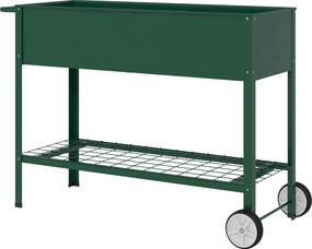 Outsunny Horta Vertical Elevada Metal Rodas Alça Lateral Prateleira Inferior Cultivo 109x44x80 cm Verde Durável | Aosom Portugal