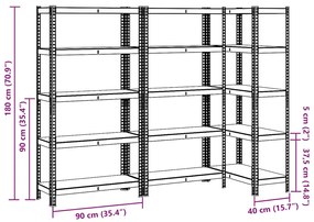 Prateleiras de armazenamento de 5 camadas 3 pcs aço azul