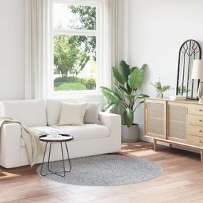 Tapete Shaggy vidaXL com Costura de Látex Cinza ø160 cm