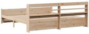 Estrutura de cama com cabeceira 180x200 cm pinho maciço