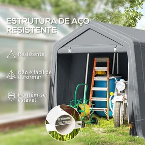 Abrigo de Exterior para Ferramentas Bicicleta 2,4x2x2,02 m Abrigo de Armazenamento com 2 Portas Anti-UV para Jardim Cinza
