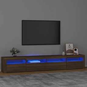 Móvel de TV com luzes LED 240x35x40 cm cor carvalho castanho