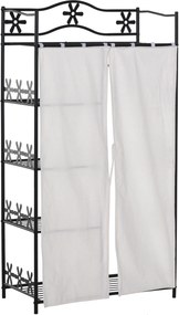 Guarda Roupa para adultos, roupeiro, guarda-roupa, vestidor, com várias opções de arrumação, 5 prateleiras, 84 x 42 x 159 cm, metal preto, 2 cortinas