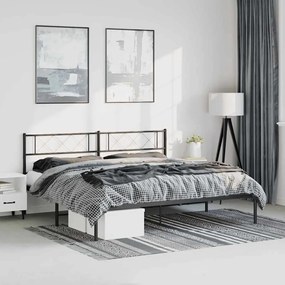 Estrutura de cama com cabeceira 193x203 cm metal preto