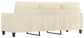 Sofá de 3 lugares 180 cm couro artificial cor creme