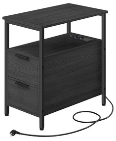 Mesa de apoio junto à cama com 2 gavetas | VASAGLE | 60 x 35 x 60 cm | antracite/preto | LET325B22.
