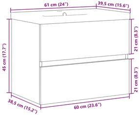 Armário com lavatório embutido madeira velha