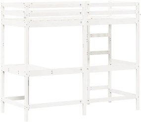 Cama alta com secretária 75x190 cm pinho maciço branco