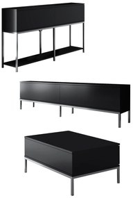 Conjunto de Mobiliário de Sala Lord – Preto e Prateado – TV Stand: 180