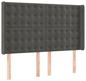 Cama box spring c/ colchão/LED 140x200cm veludo cinzento-escuro