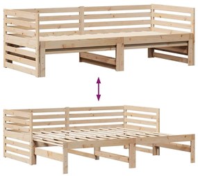 Sofá-cama com gavetas 90x200 cm madeira de pinho maciça