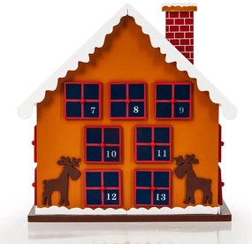 Calendário do Advento Casinha de Inverno em MDF 29 x 21 x 32 cm Multicolorido