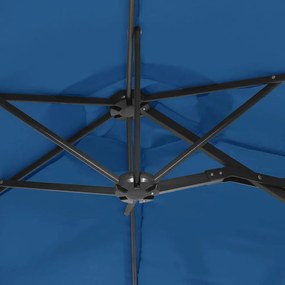 Guarda-sol de jardim com cabeça dupla 316x145 cm azul-ciano