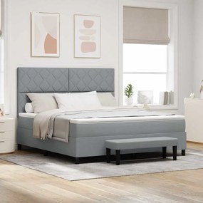 vidaXL Cama Box Cinza Claro com Colchão e Banco 180x200 cm Tecido