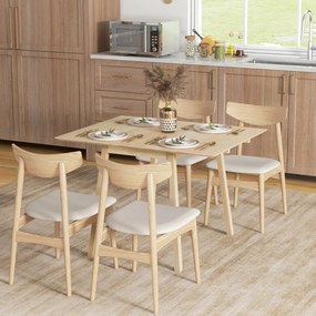 Mesa de cozinha dobrável (CADEIRAS NÃO INCLUIDAS), mesa de jantar dobrável com tampo rebatível em madeira para 2 a 4 pessoas, madeira natural