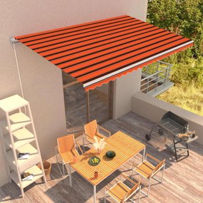 vidaXL Toldo retrátil manual 500x300 cm laranja e castanho