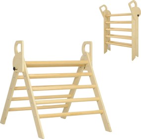 AIYAPLAY Triângulo Escalar Madeira Dobrável Aprendizagem Equilíbrio Coordenação 82x66x71 cm Design Seguro e Estável Madeira | Aosom Portugal