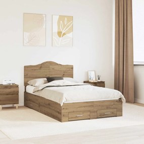 vidaXL Estrutura da Cama com cabeceira Carvalho Artesanal 120 x 200 cm