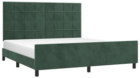 Estrutura de cama sem colchão 160x200 cm veludo verde-escuro