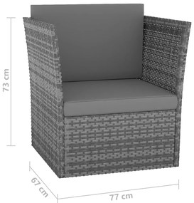 Cadeira de jardim com banco vime PE antracite