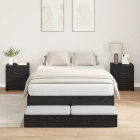 Cama de Armazenamento Preto Carvalho 120x190 cm