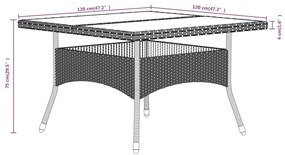 5 pcs conjunto de jantar p/ jardim vime PE/acácia maciça preto
