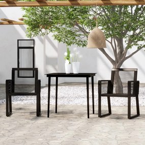 3 pcs conjunto de jantar para jardim preto