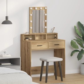 Mesa de Maquiagem vidaXL com Luzes LED Carvalho Artisan 79x41x140 cm