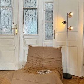 Candeeiro de pé moderno 3-luzes preto com interior dourado - Buell Deluxe