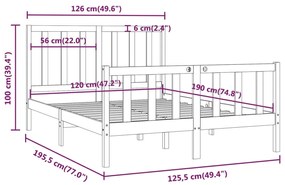 Estrutura de cama pequena casal 120x190 cm pinho maciço