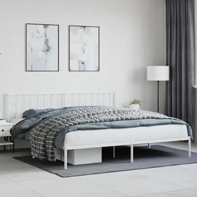 Estrutura de cama com cabeceira 200x200 cm metal branco