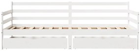Sofá-cama c/ gavetas 90x190 cm madeira de pinho maciça branco