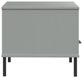 Mesa centro pernas de metal 85x50x45 madeira maciça OSLO cinza