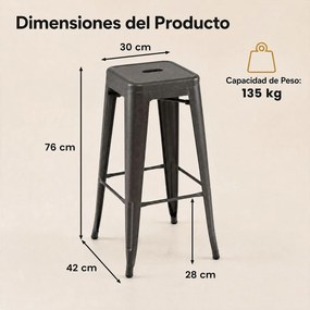 Conjunto de 4 Bancos de Bar (MESA NÃO INCLUIDA), 41 x 41 x 76 cm, Empilháveis, Cinzento