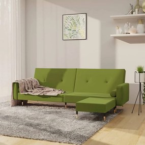 vidaXL Sofá-cama de 2 lugares com apoio de pés veludo verde-claro